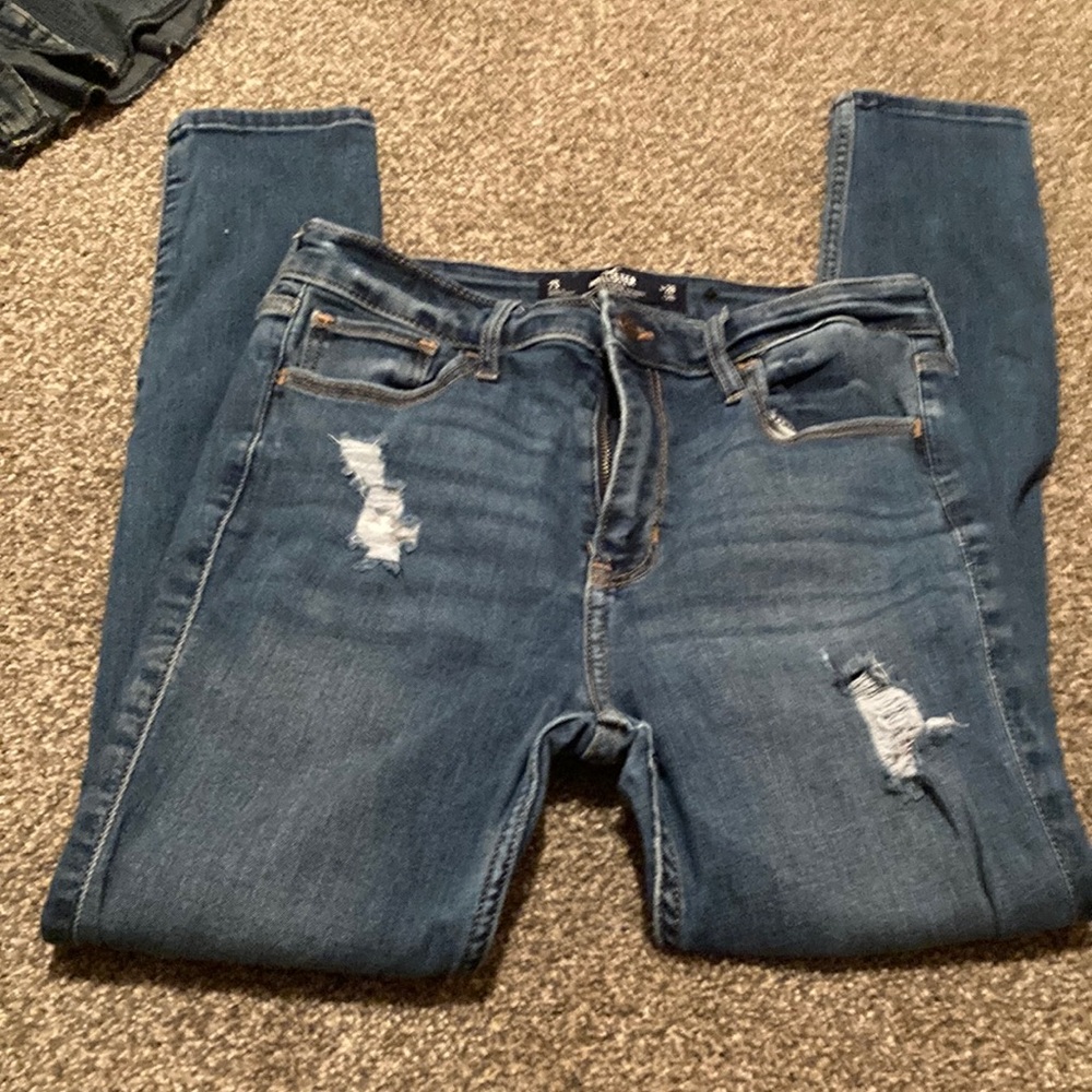 Hollister Blue Skinny Jeans Distressed Style